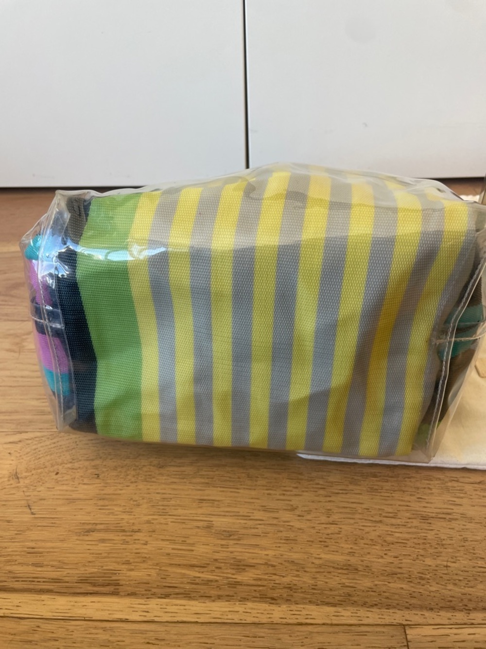Marni Striped PVC Tote in Green, Yellow & Black with Gold Hardware - Picture 3 of 4